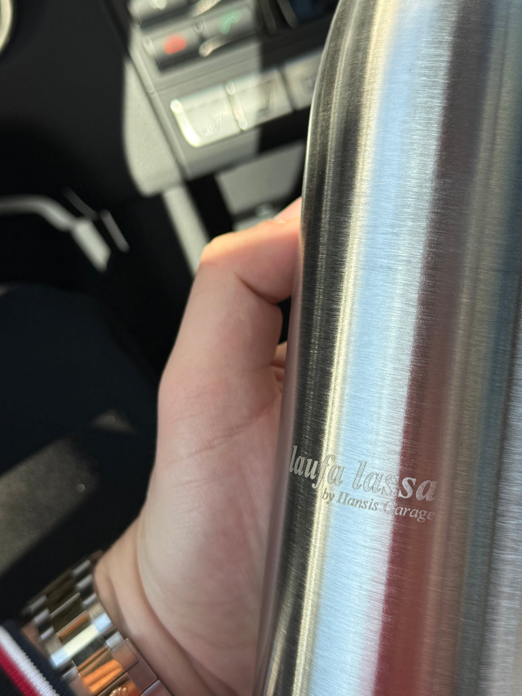 Trinkflasche | „Laufa lassa by Hansis Garage“ | Edelstahl | Lasergravur | 900 ml