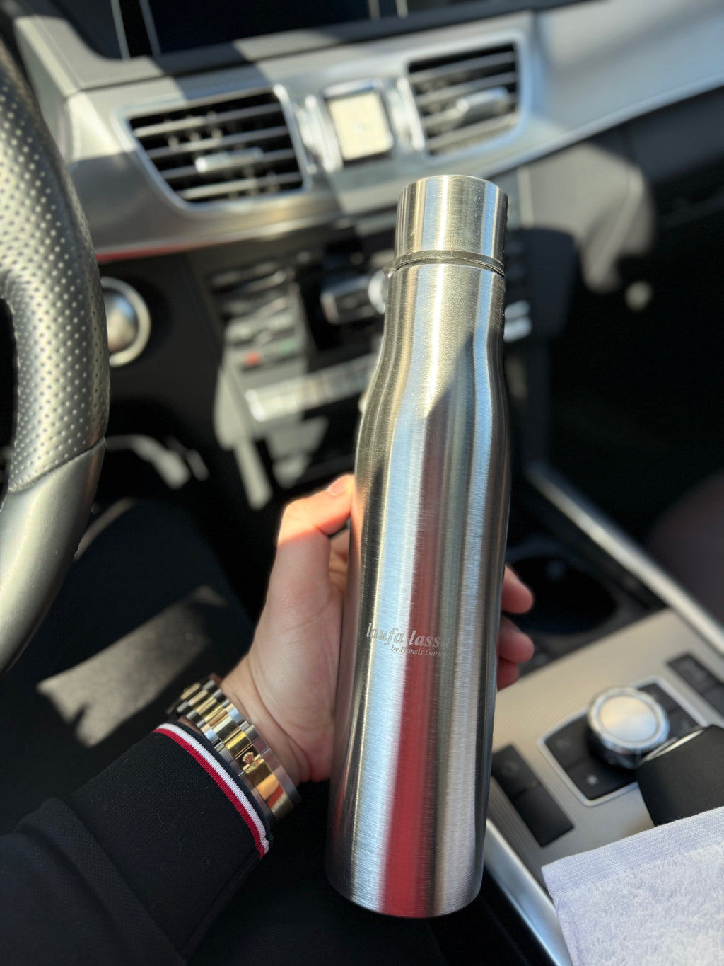 Trinkflasche | „Laufa lassa by Hansis Garage“ | Edelstahl | Lasergravur | 900 ml