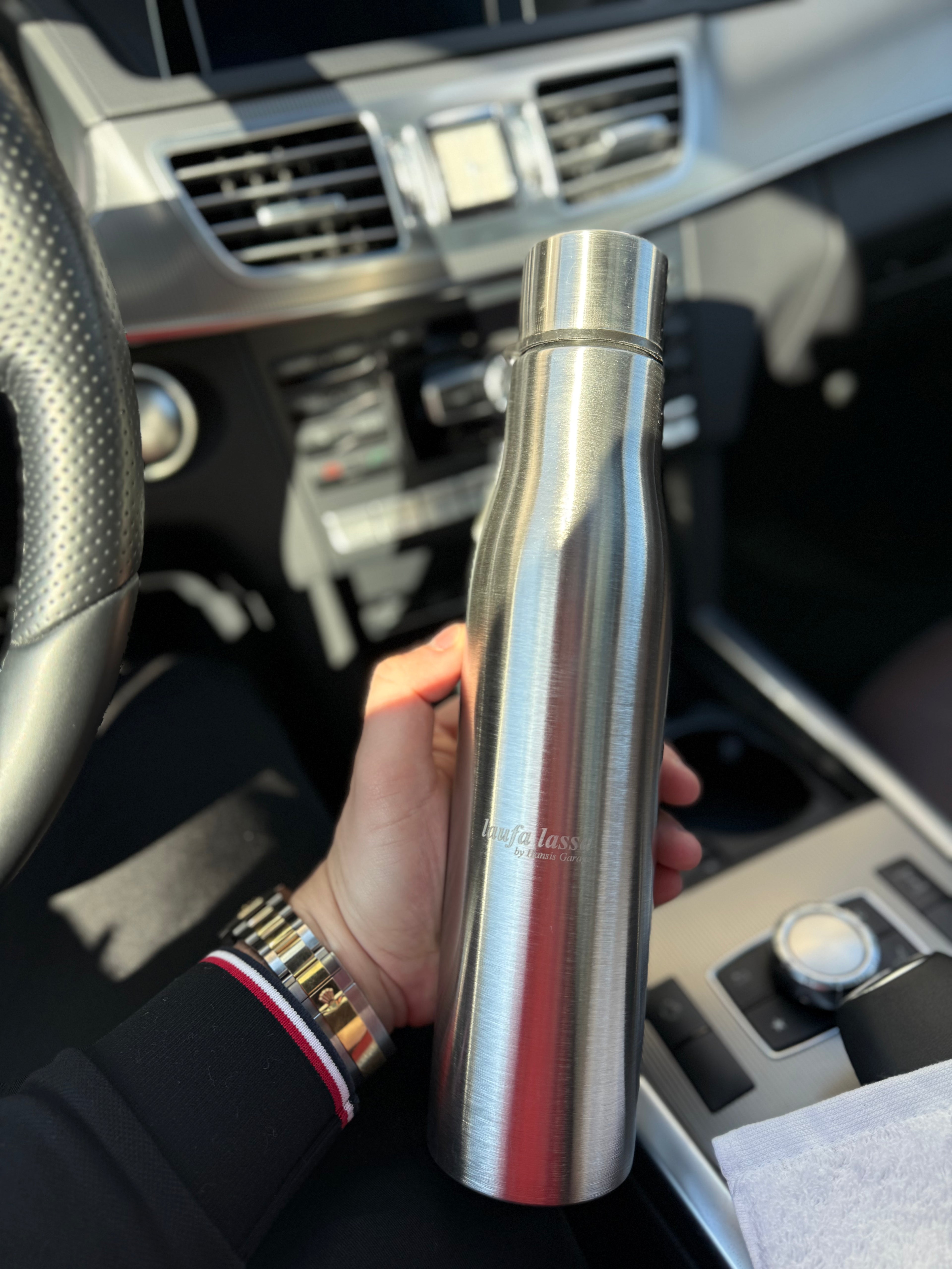 Trinkflasche | „Laufa lassa by Hansis Garage“ | Edelstahl | Lasergravur | 900 ml