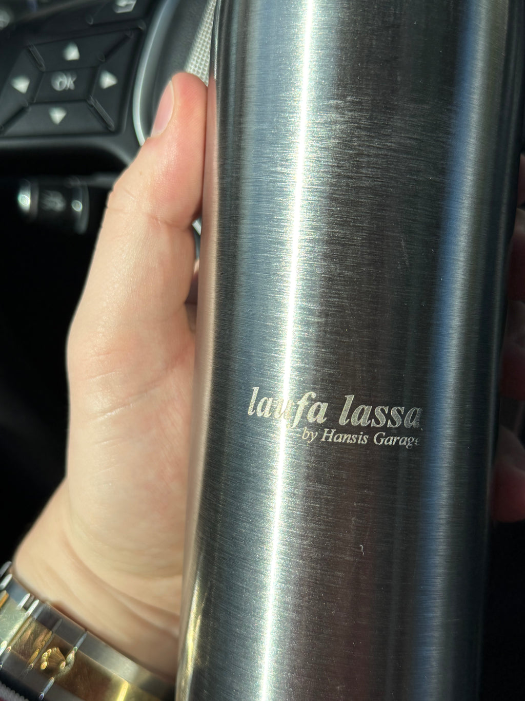 Trinkflasche | „Laufa lassa by Hansis Garage“ | Edelstahl | Lasergravur | 900 ml